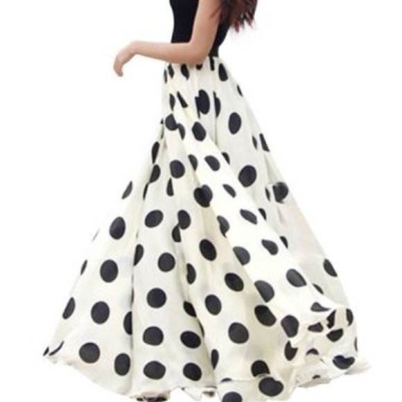 Dresses & Skirts - Satin Polka Dot Maxi Skirt